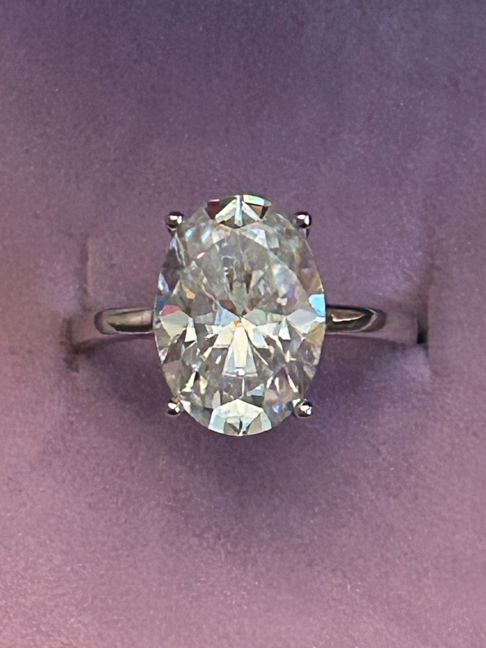 Radiant 4.00 Carat Oval Genuine Moissanite Solitaire Ring in 925 Sterling Silver
